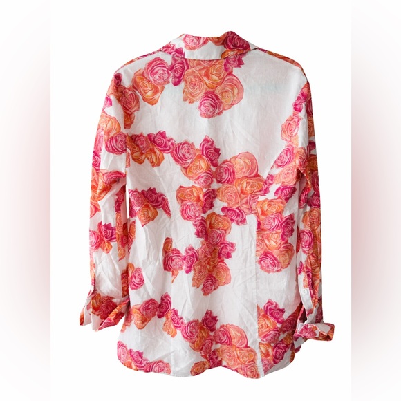 Aula Von Auersperg Floral Button Front Blouse Cotton Shirt Medium NWT - Picture 2 of 6